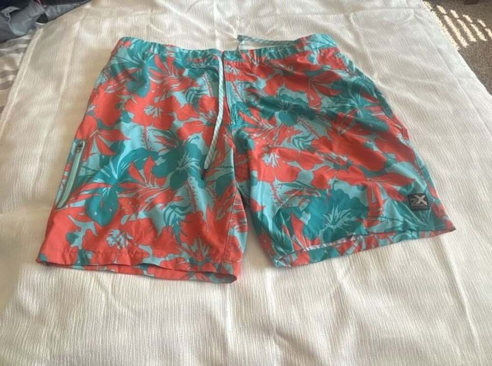 ZeroXposur Men's Tropical Red Blue Floral Swim Trunks Board Shorts XXL